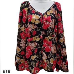 Venezia 14/16 Blouse Sheer Floral Drawn Thread Detail